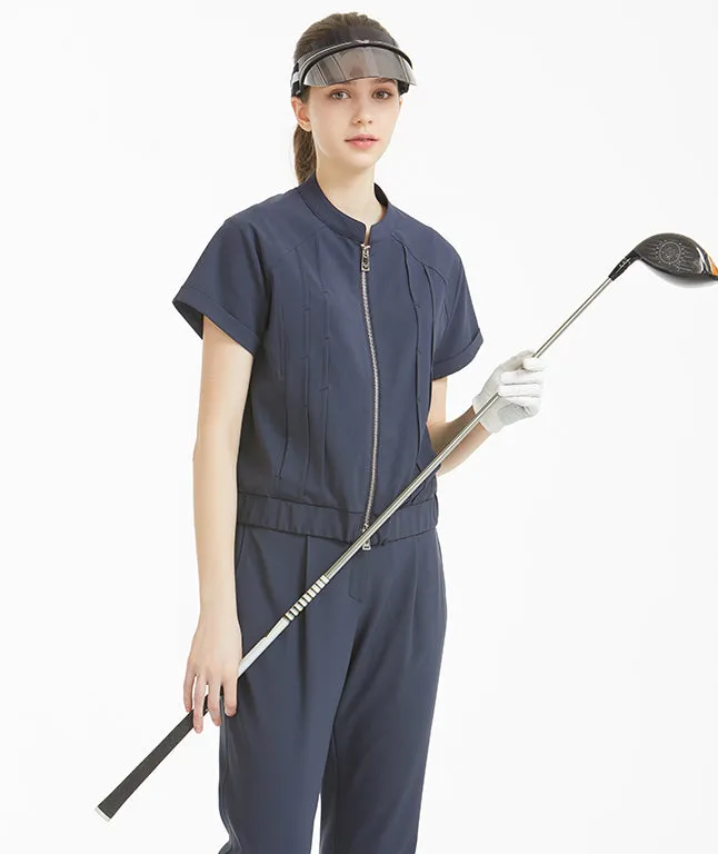 Diane Pintuck Short Sleeve Blouson - Dark Gray
