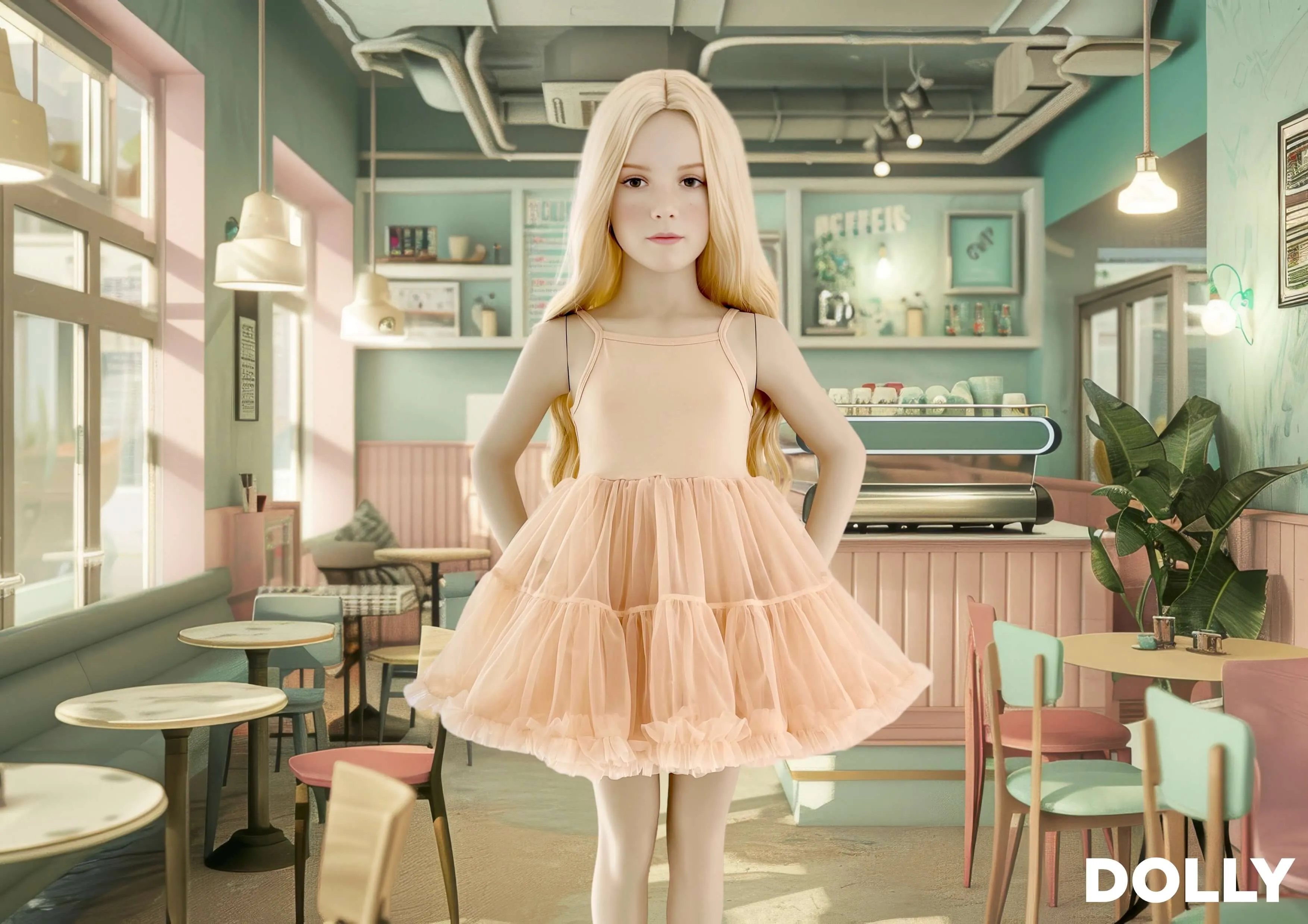 DOLLY PETTI SPAGHETTI PETTISKIRT TUTU DRESS cream