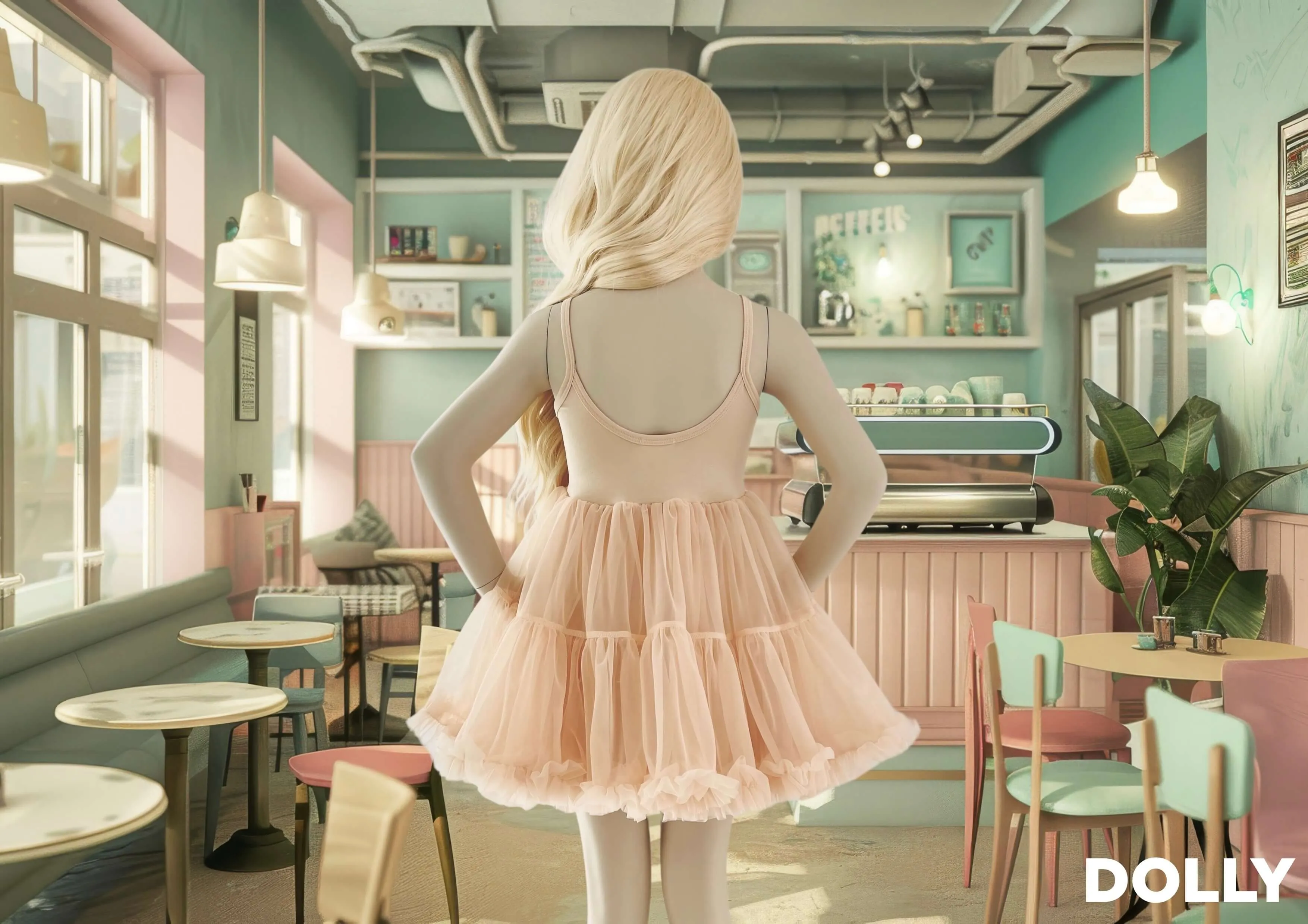 DOLLY PETTI SPAGHETTI PETTISKIRT TUTU DRESS cream