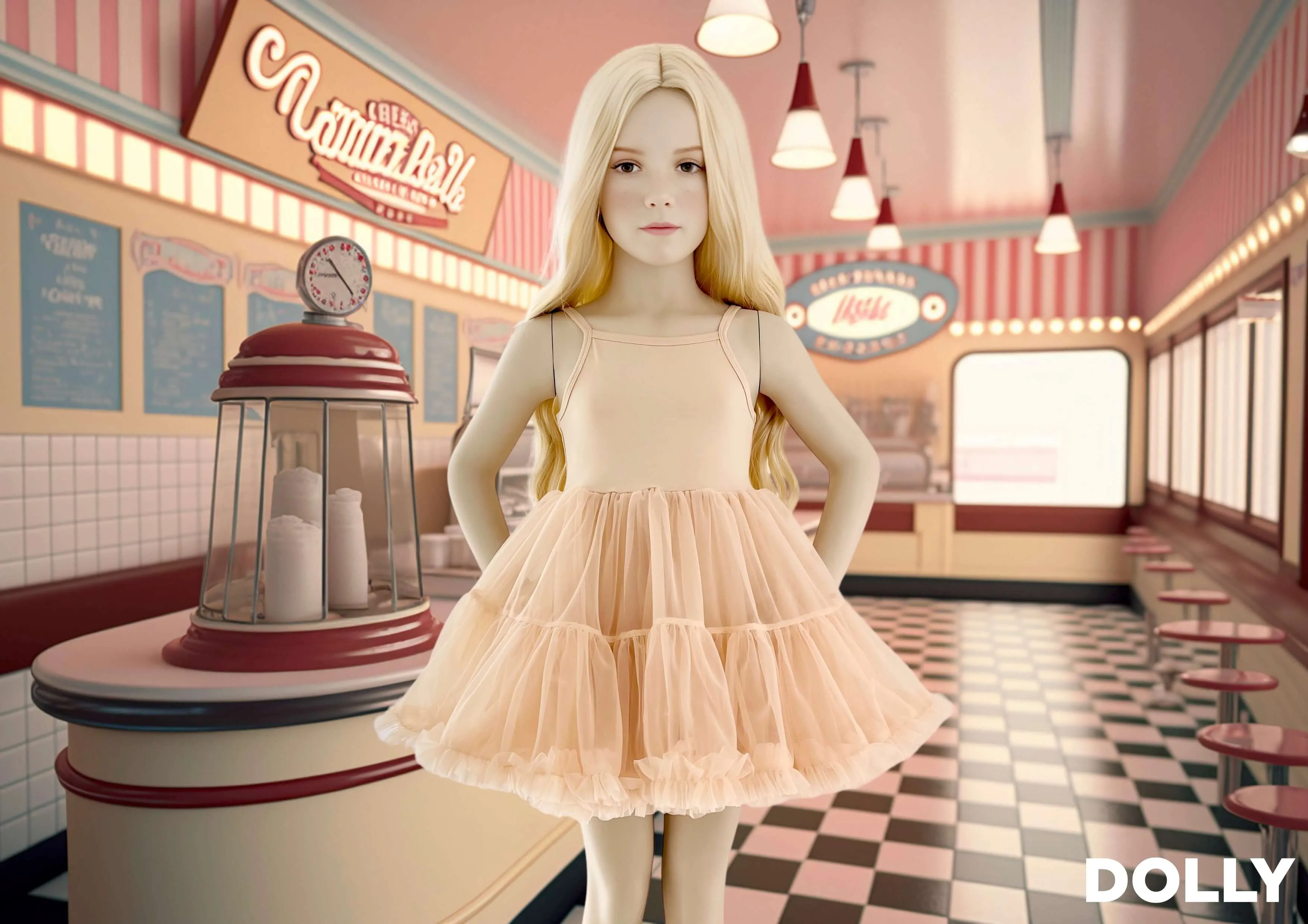 DOLLY PETTI SPAGHETTI PETTISKIRT TUTU DRESS cream