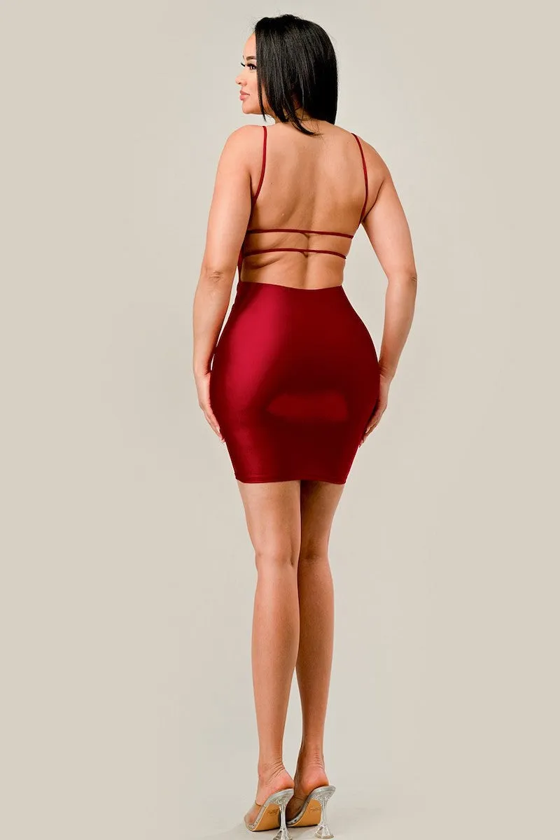 Double Strap Back Overlap Dress