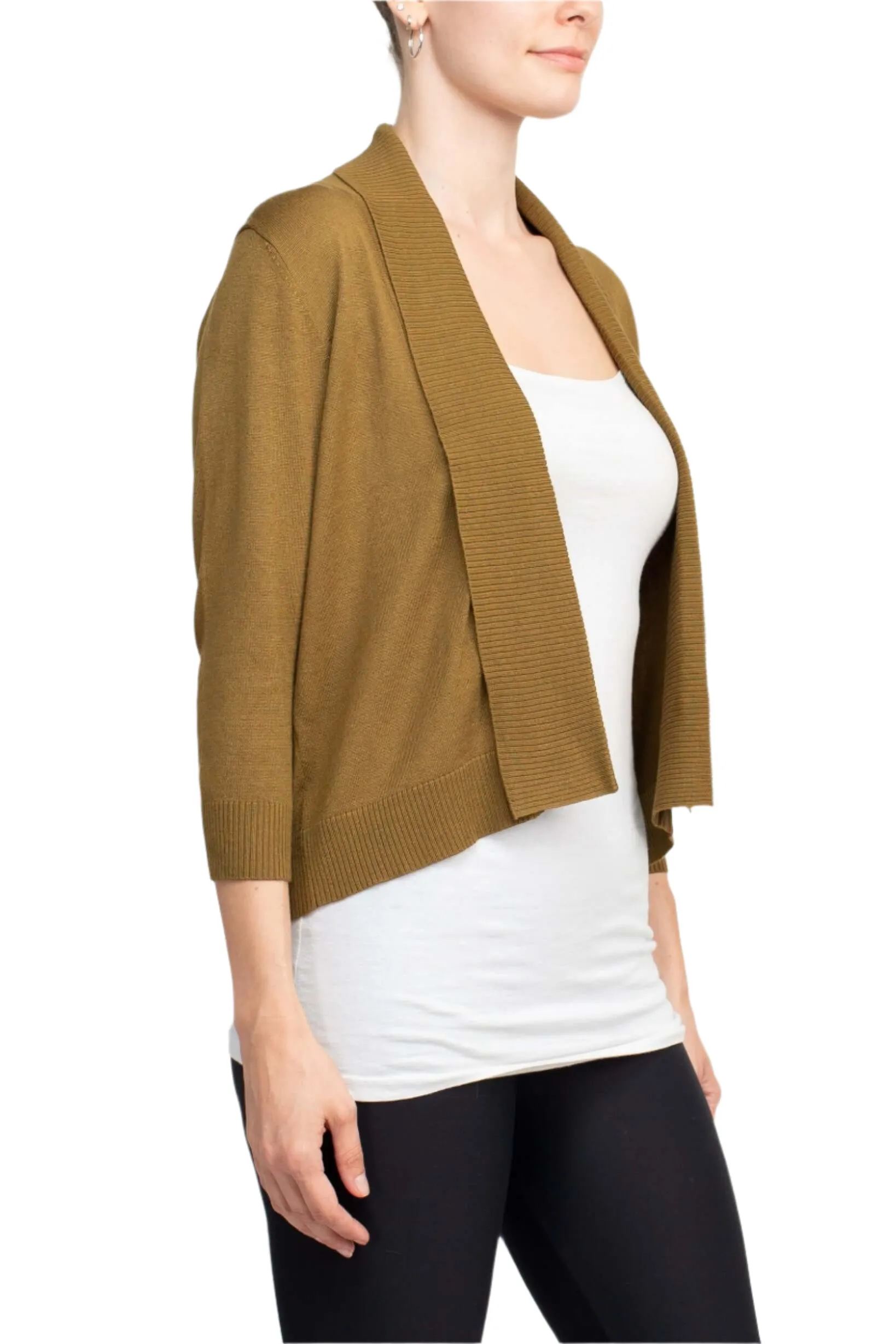 Esperanza Open Front 3/4 Sleeve Cropped Rayon Bolero
