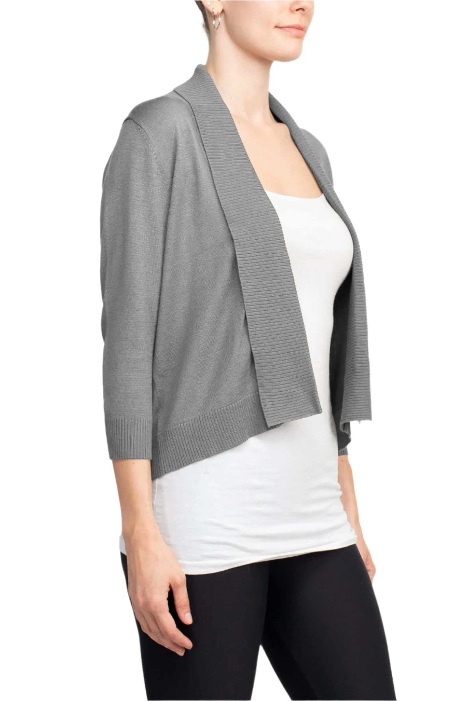 Esperanza Open Front 3/4 Sleeve Cropped Rayon Bolero