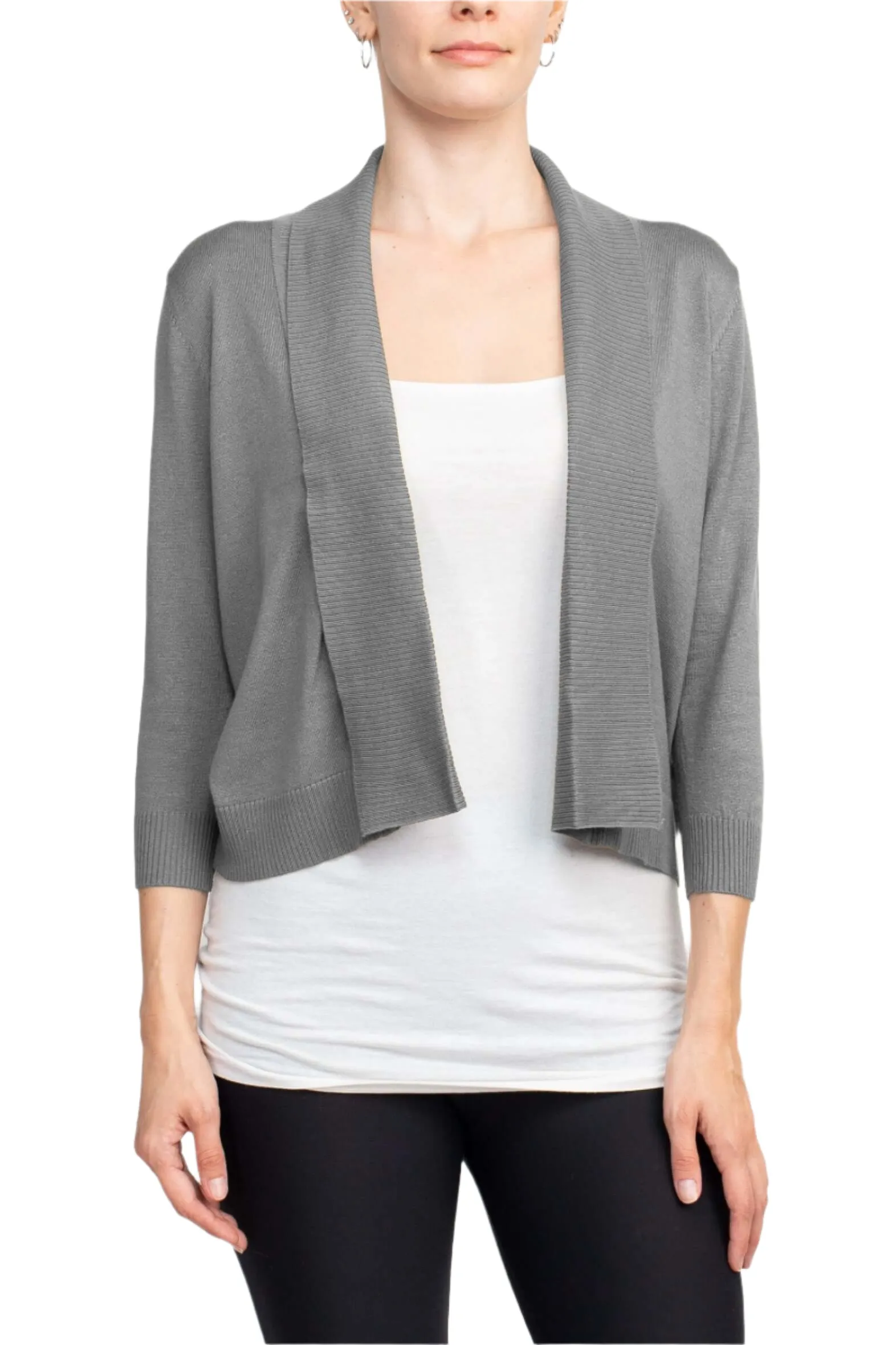 Esperanza Open Front 3/4 Sleeve Cropped Rayon Bolero