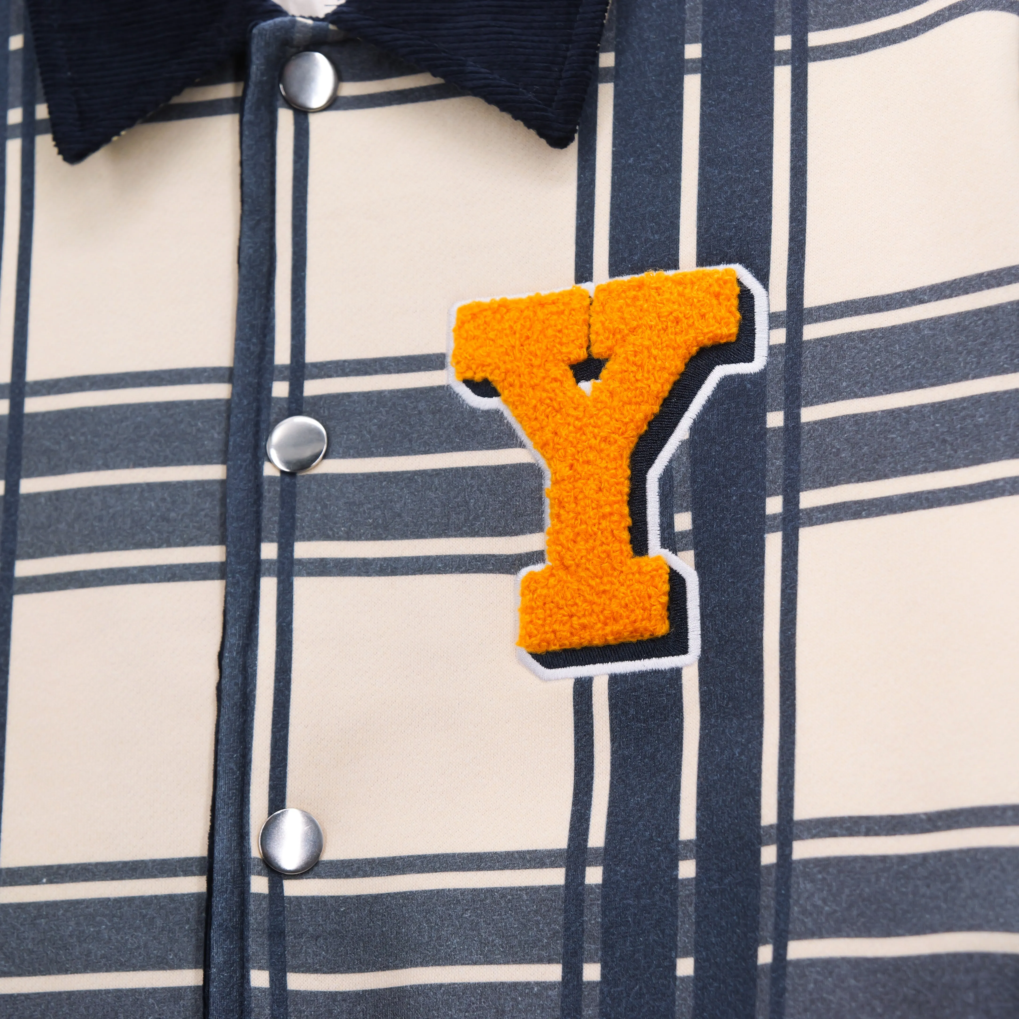 Flannel Trucker Jacket Navy/Cream