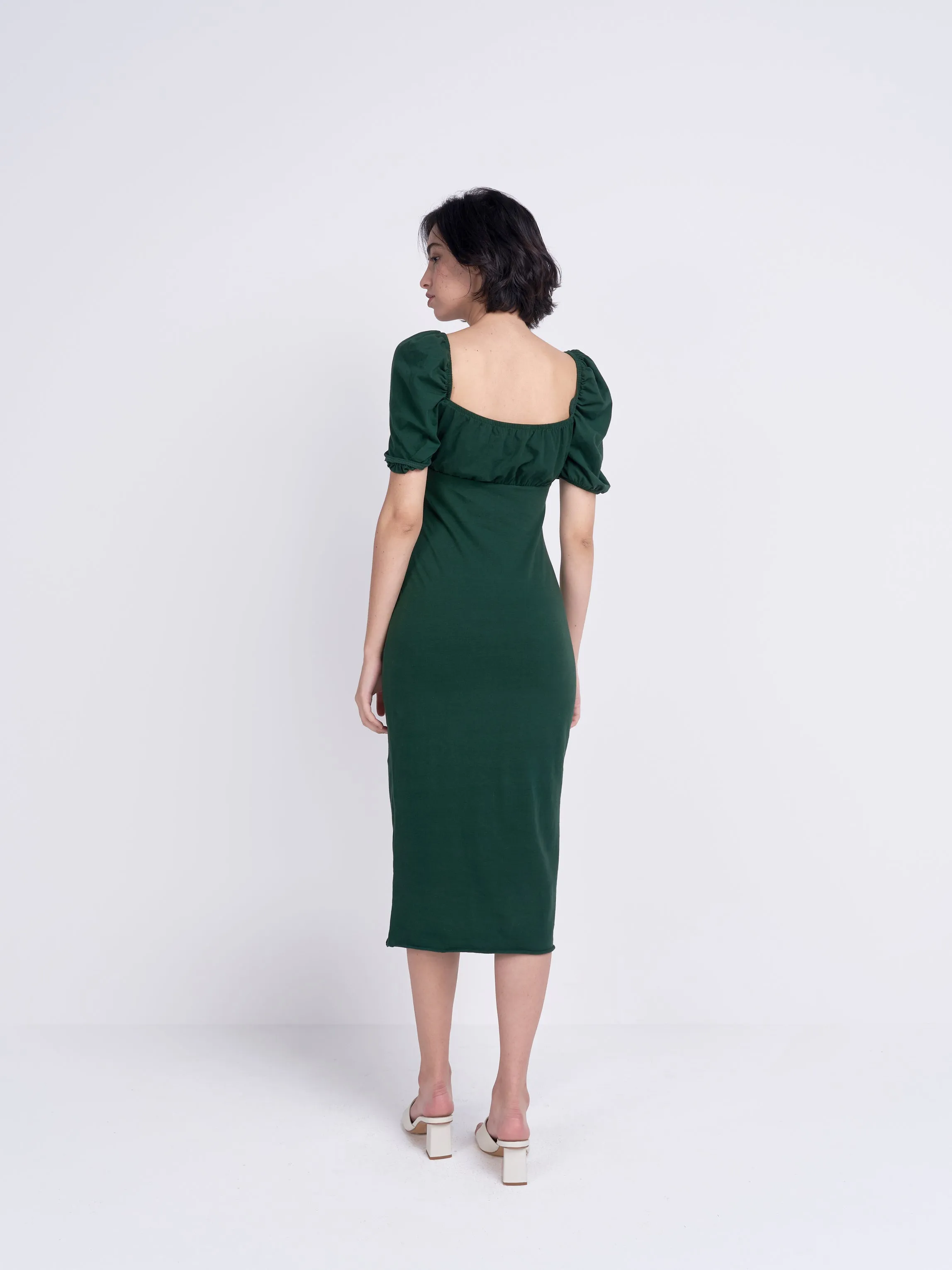 Glamorous Care Forest Green Tie Front Midi Dress