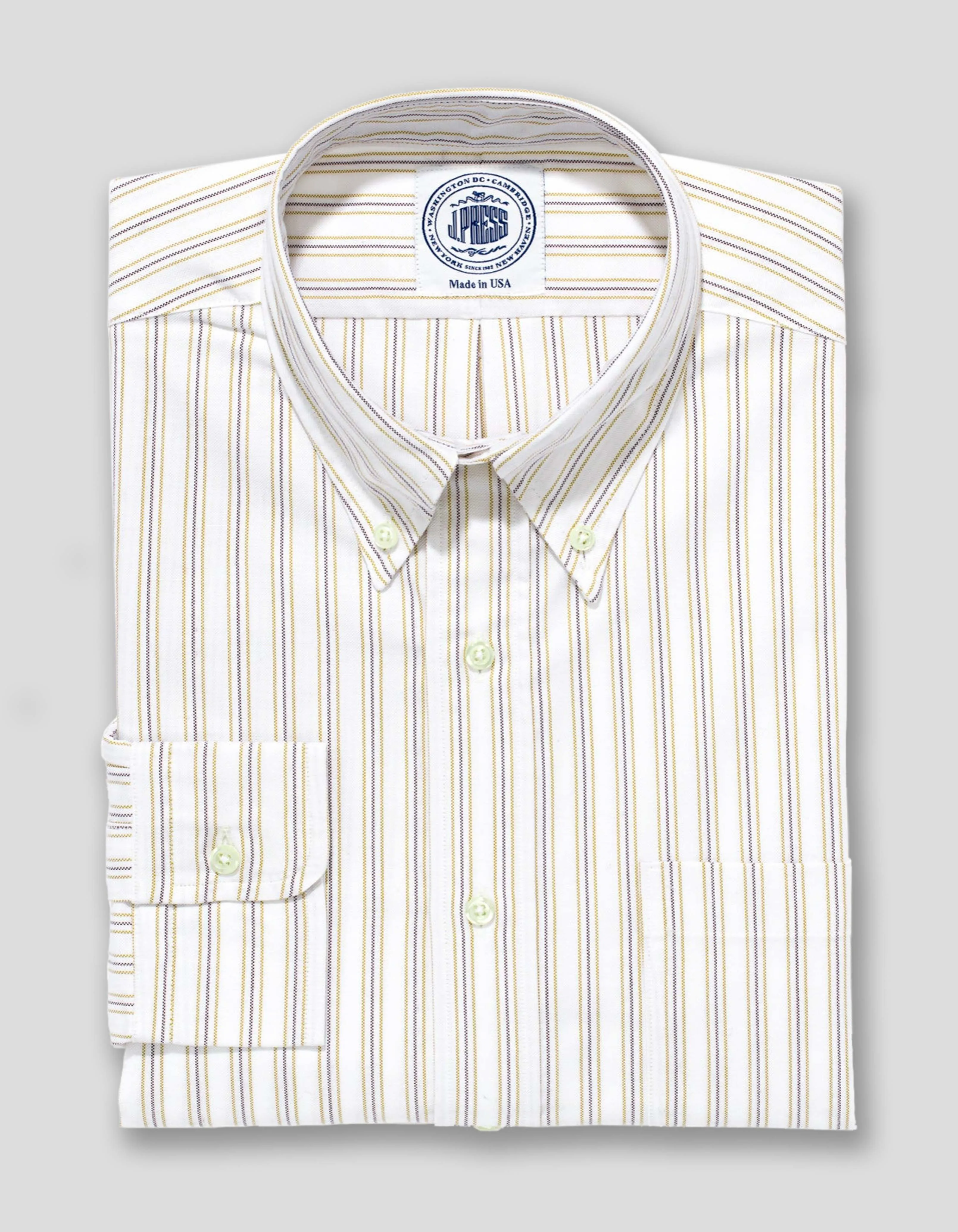GOLD PURPLE STRIPE OXFORD DRESS SHIRT