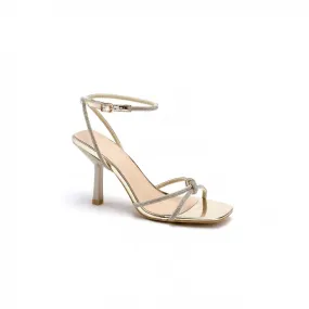 Gold Strappy Diamante High Heel Shoes