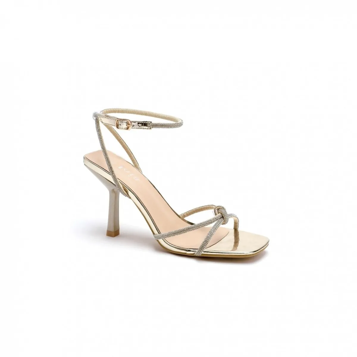 Gold Strappy Diamante High Heel Shoes