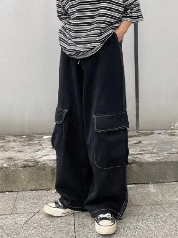 Goth Oversize Pocket Decor Cargo Pants