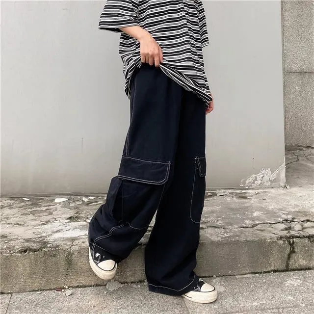 Goth Oversize Pocket Decor Cargo Pants