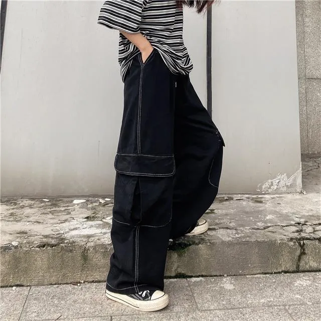 Goth Oversize Pocket Decor Cargo Pants