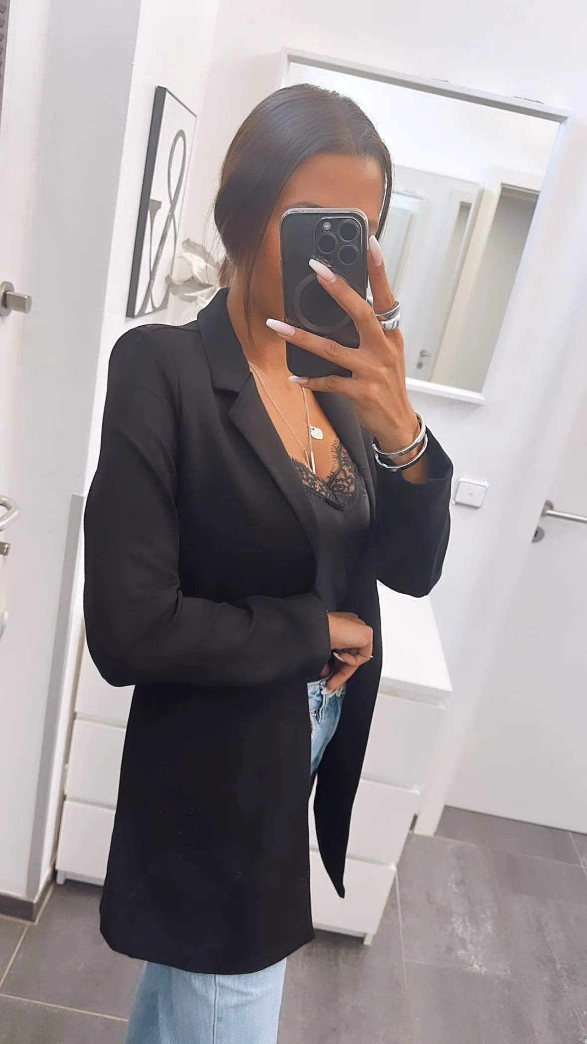 Hochwertiger Long Blazer / Jacke / schwarz Art. 4844