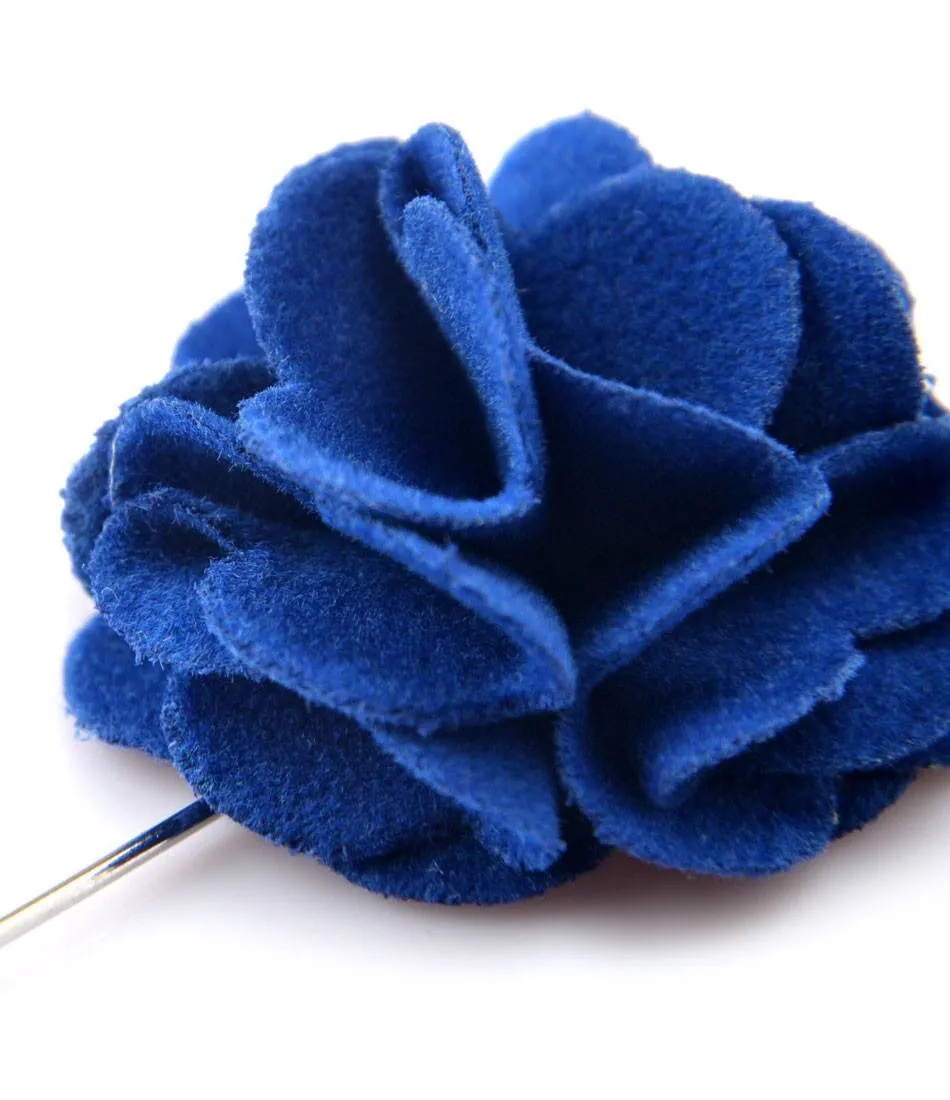 Hyper Blue Plush Flower Lapel Pin