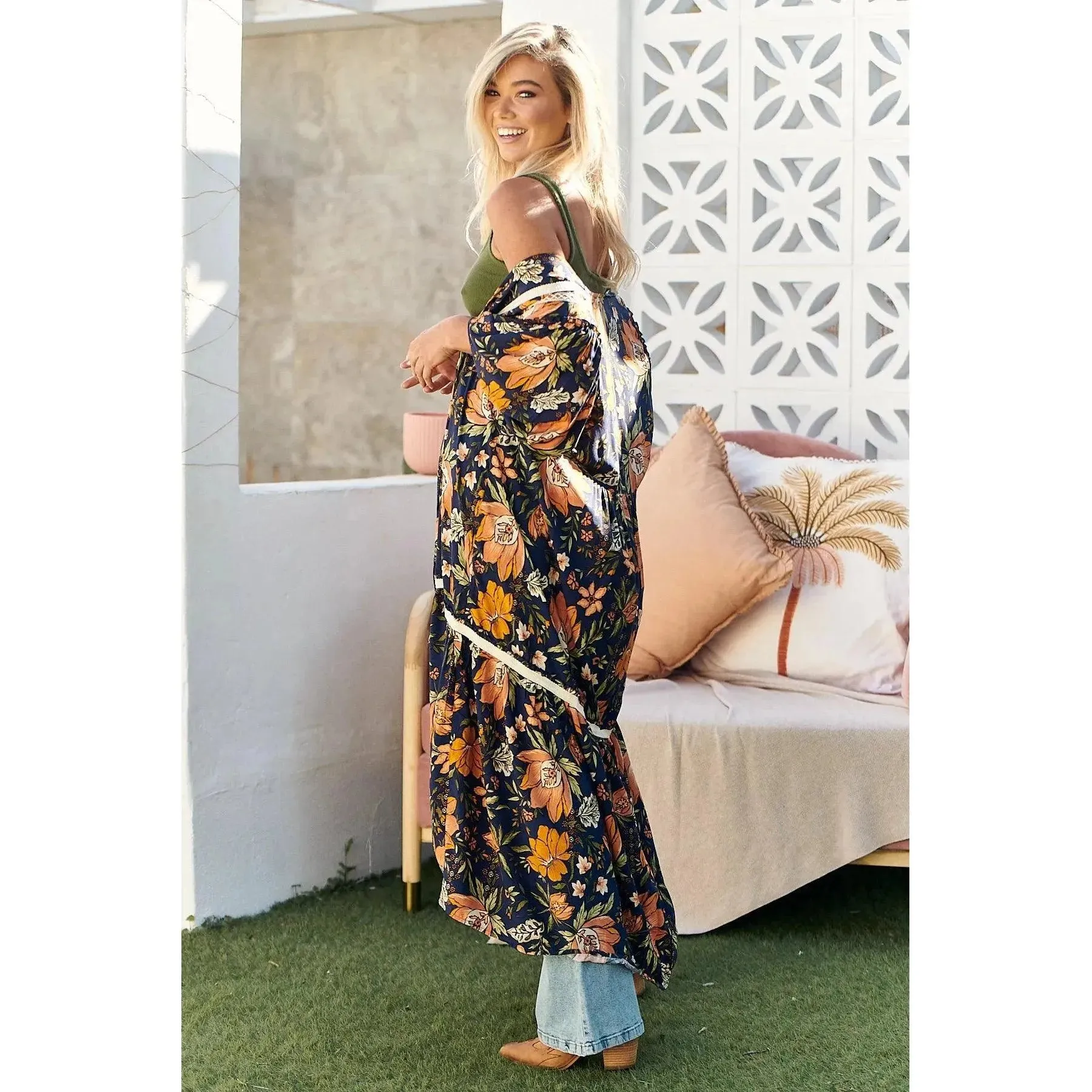 JAASE California Poppy Print Louisiana Kimono