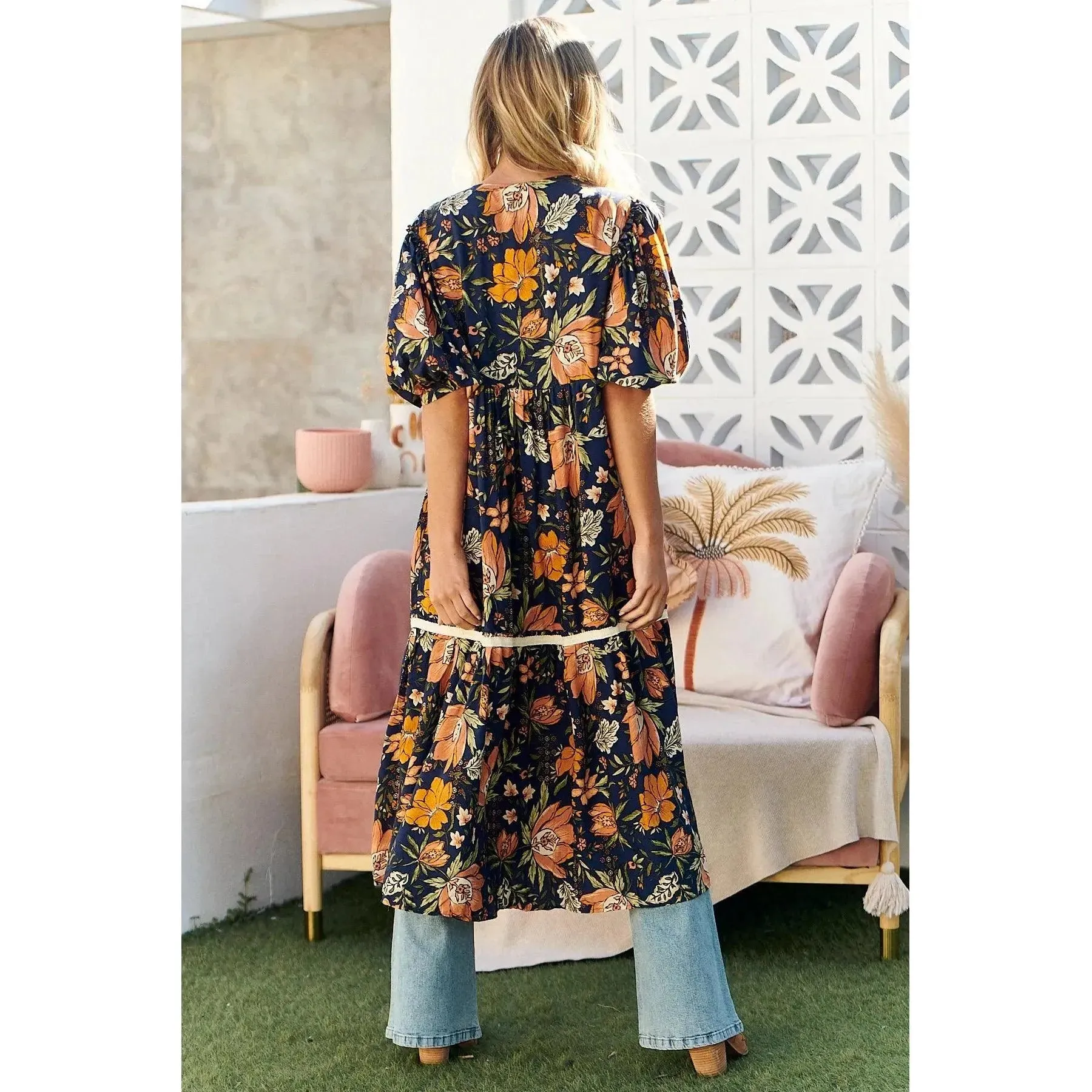 JAASE California Poppy Print Louisiana Kimono