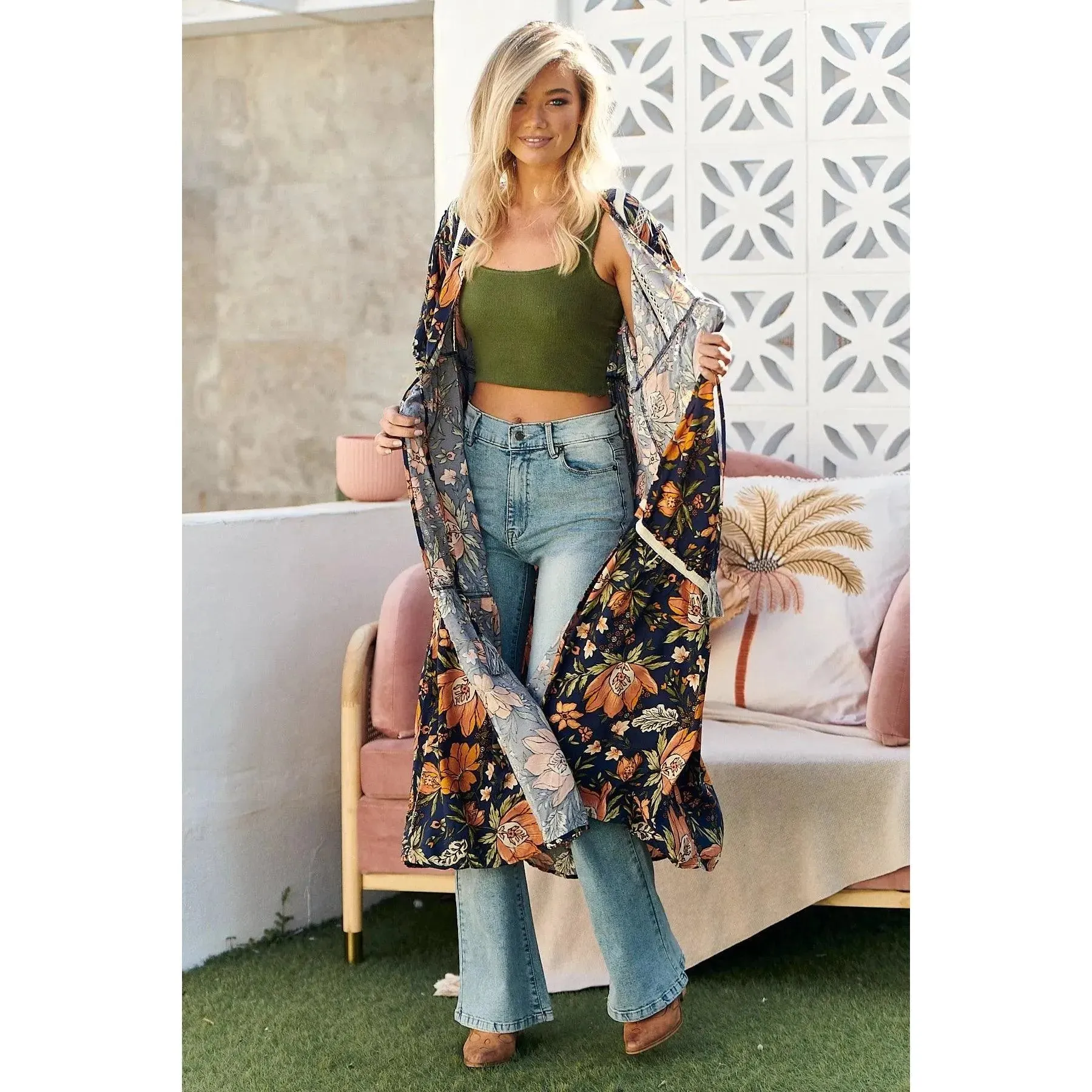 JAASE California Poppy Print Louisiana Kimono