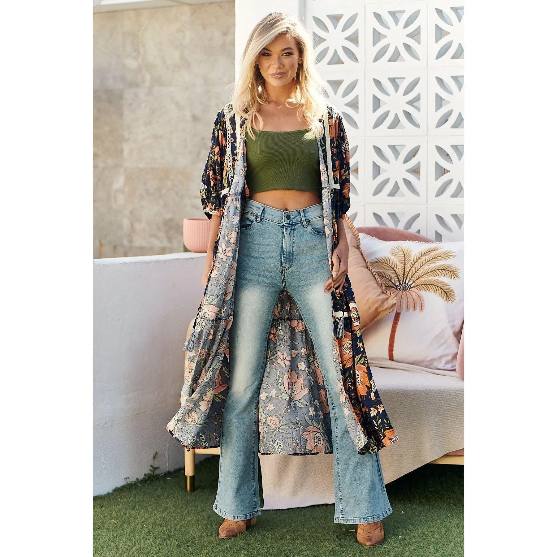 JAASE California Poppy Print Louisiana Kimono