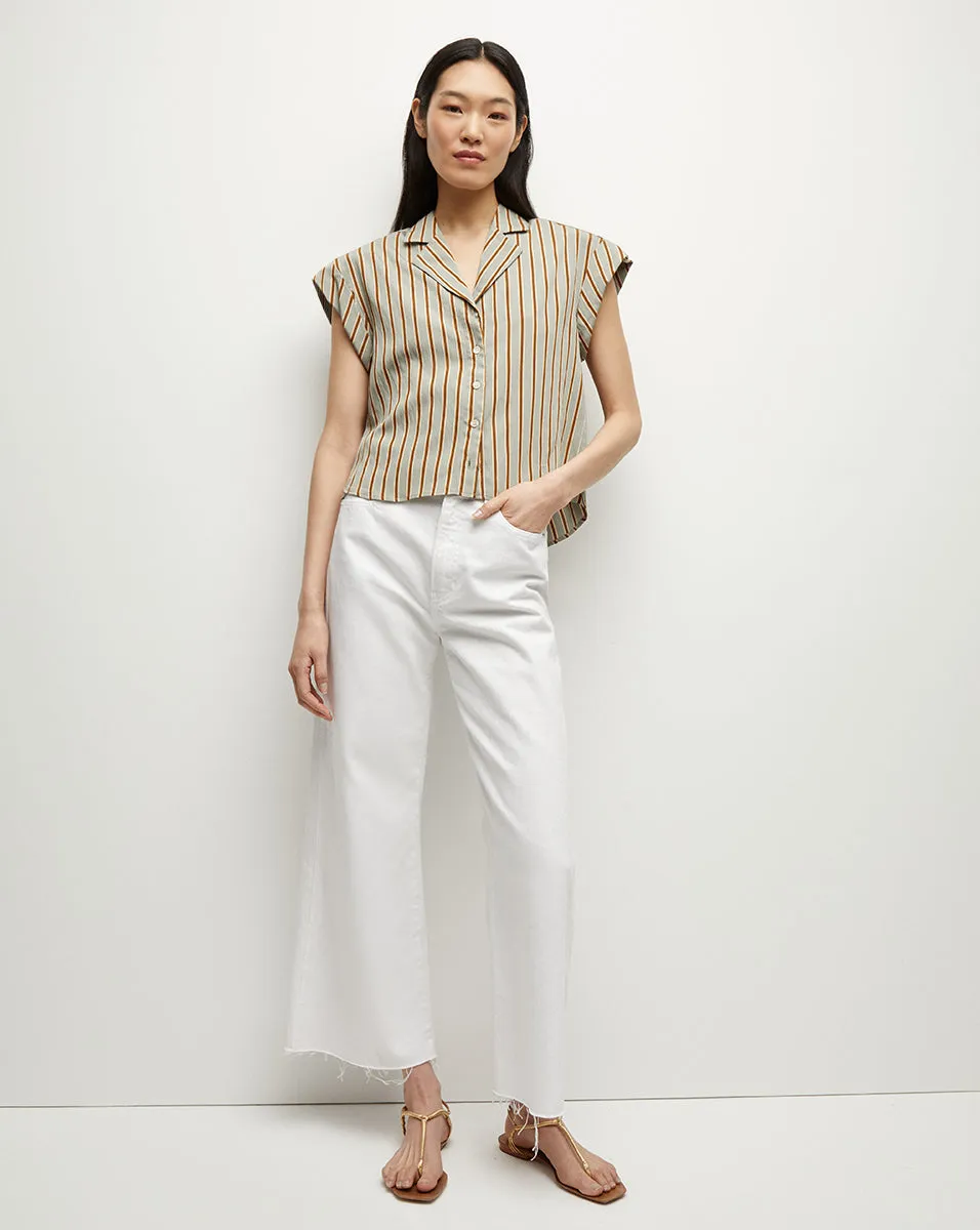 Kasa Striped Button-Down Top
