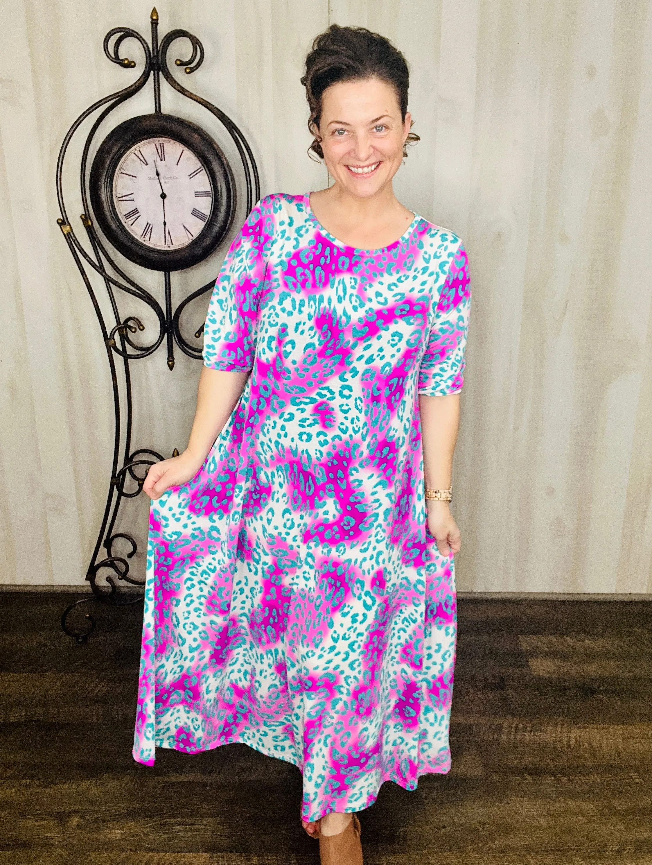 Larissa Summer Vibes Dress- Colorful Leopard