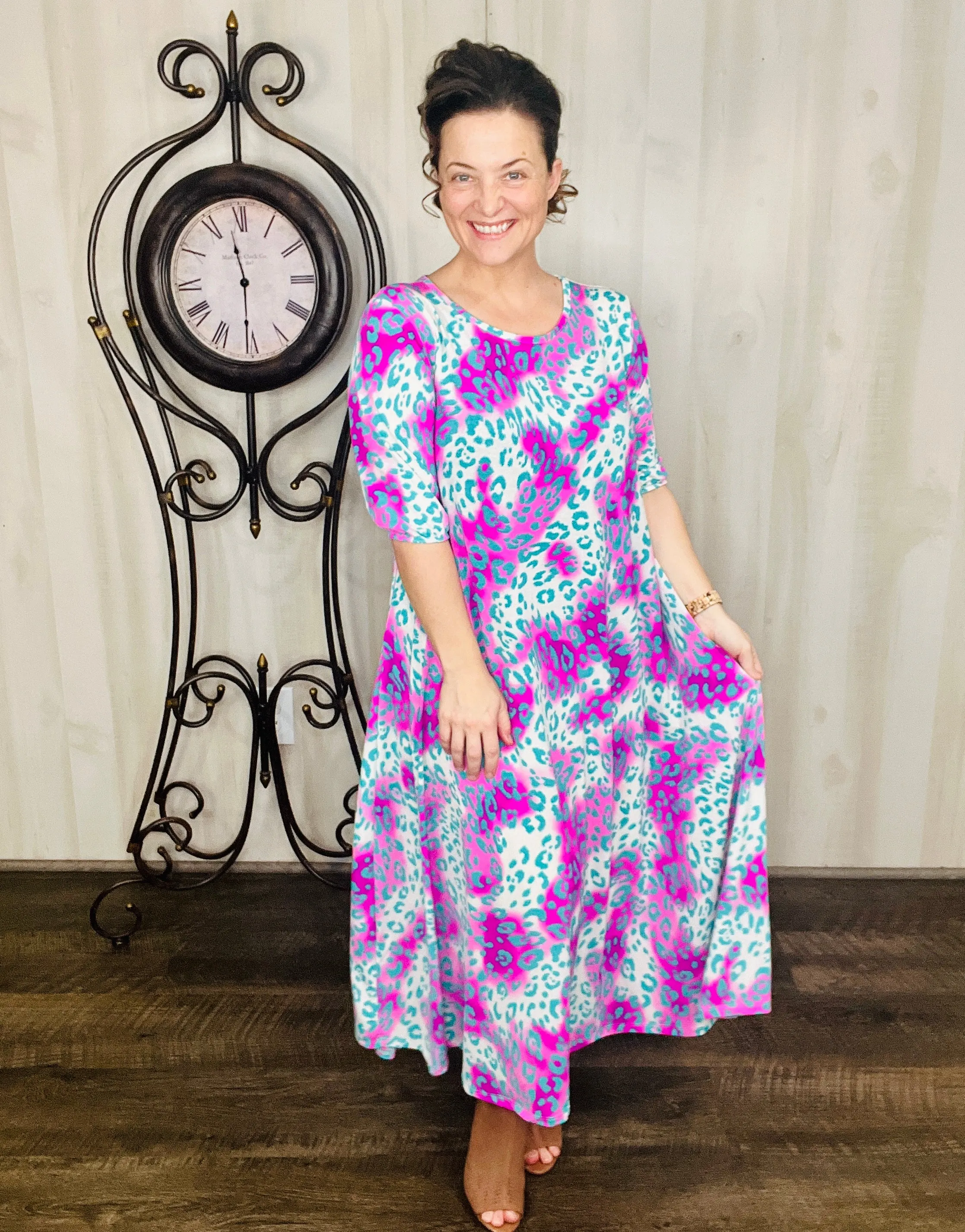 Larissa Summer Vibes Dress- Colorful Leopard