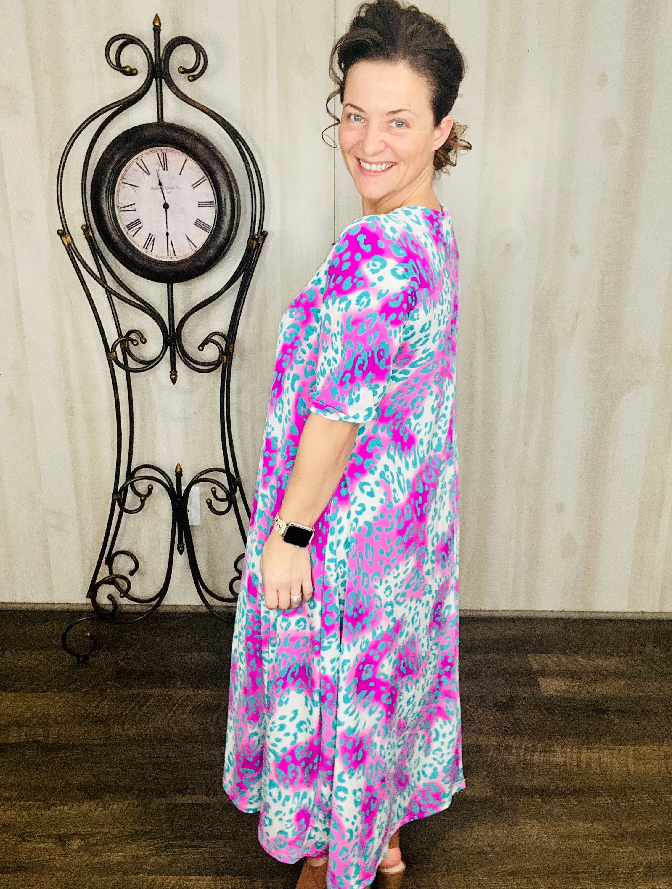 Larissa Summer Vibes Dress- Colorful Leopard
