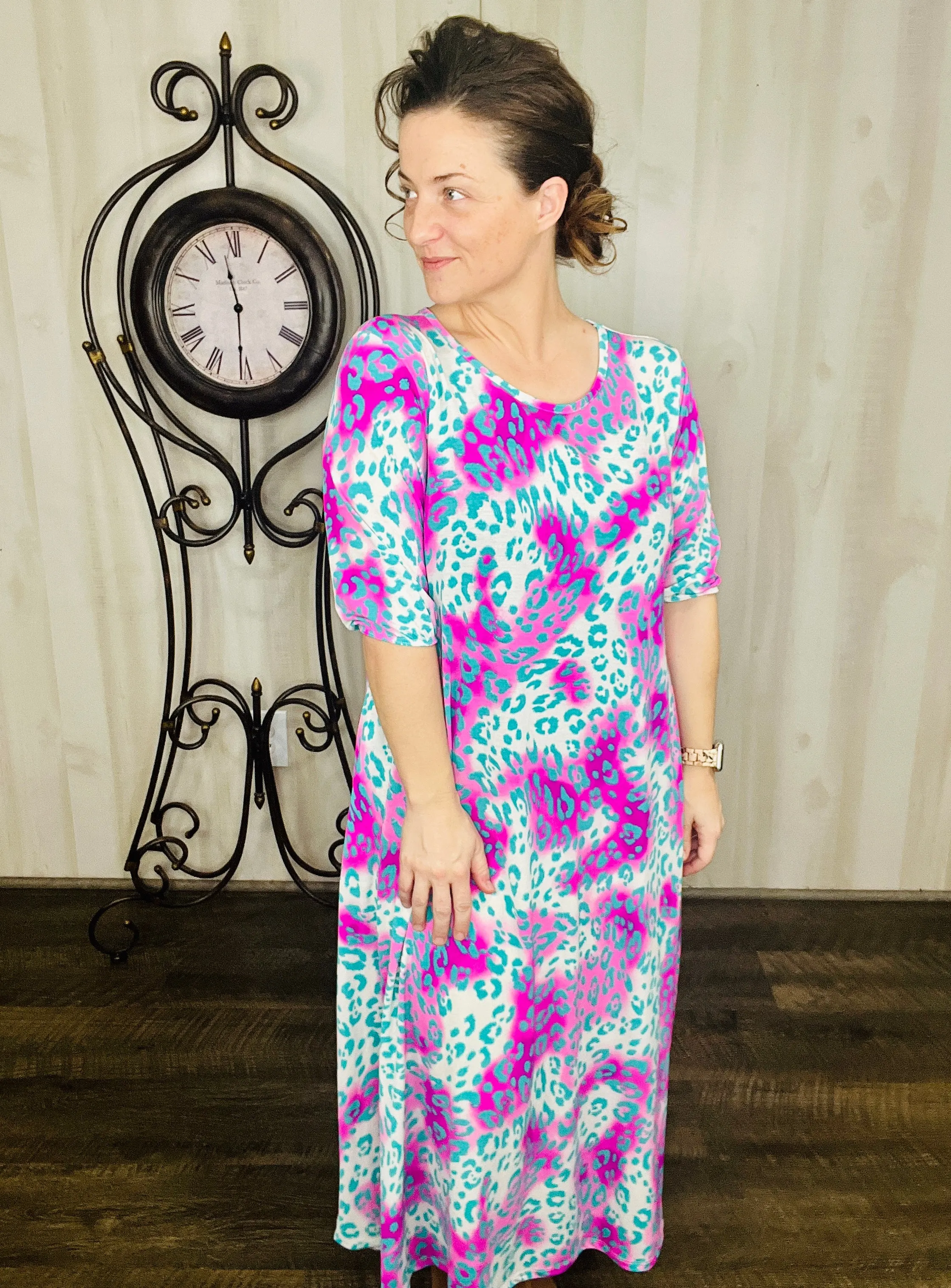 Larissa Summer Vibes Dress- Colorful Leopard