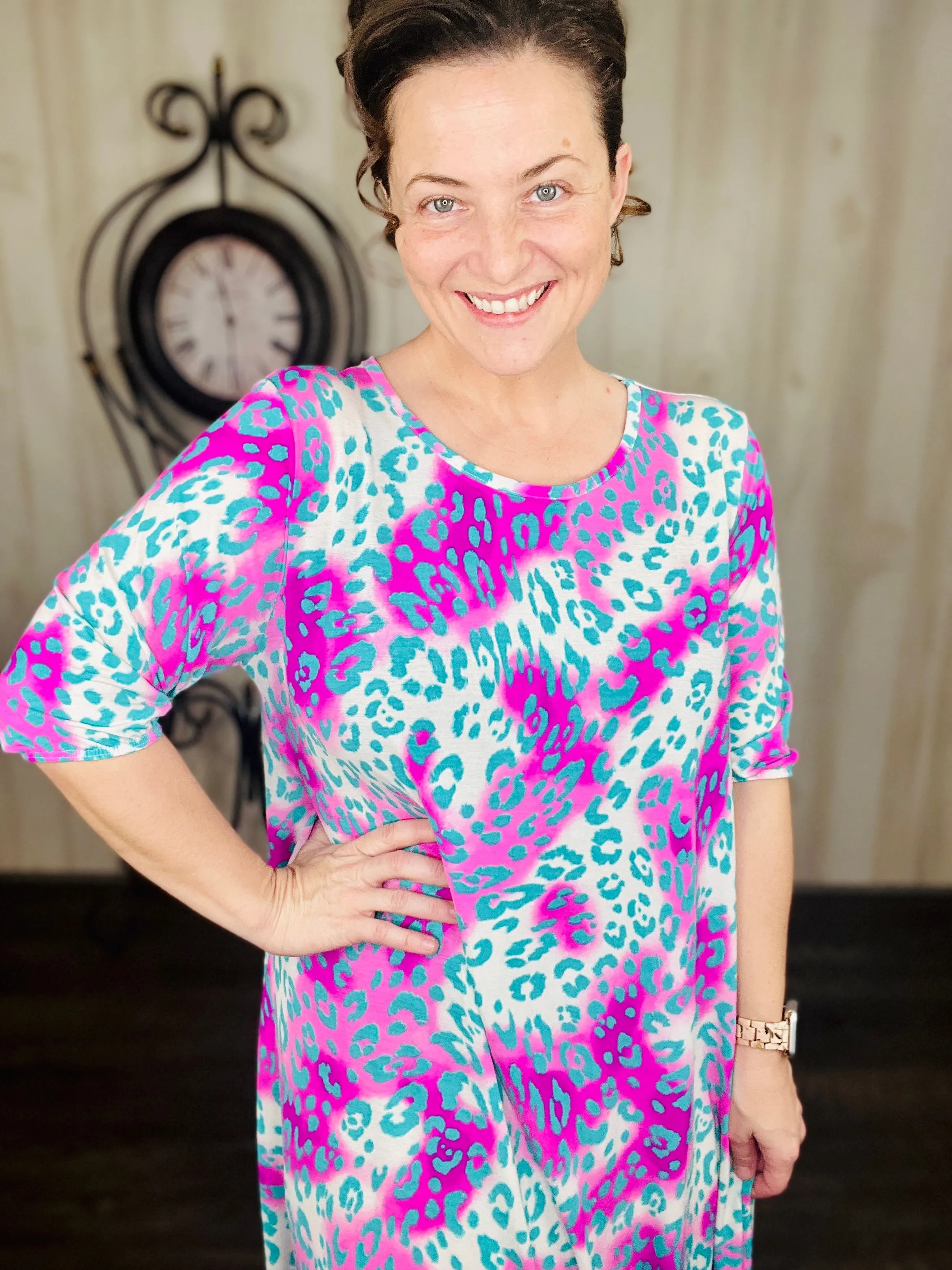 Larissa Summer Vibes Dress- Colorful Leopard