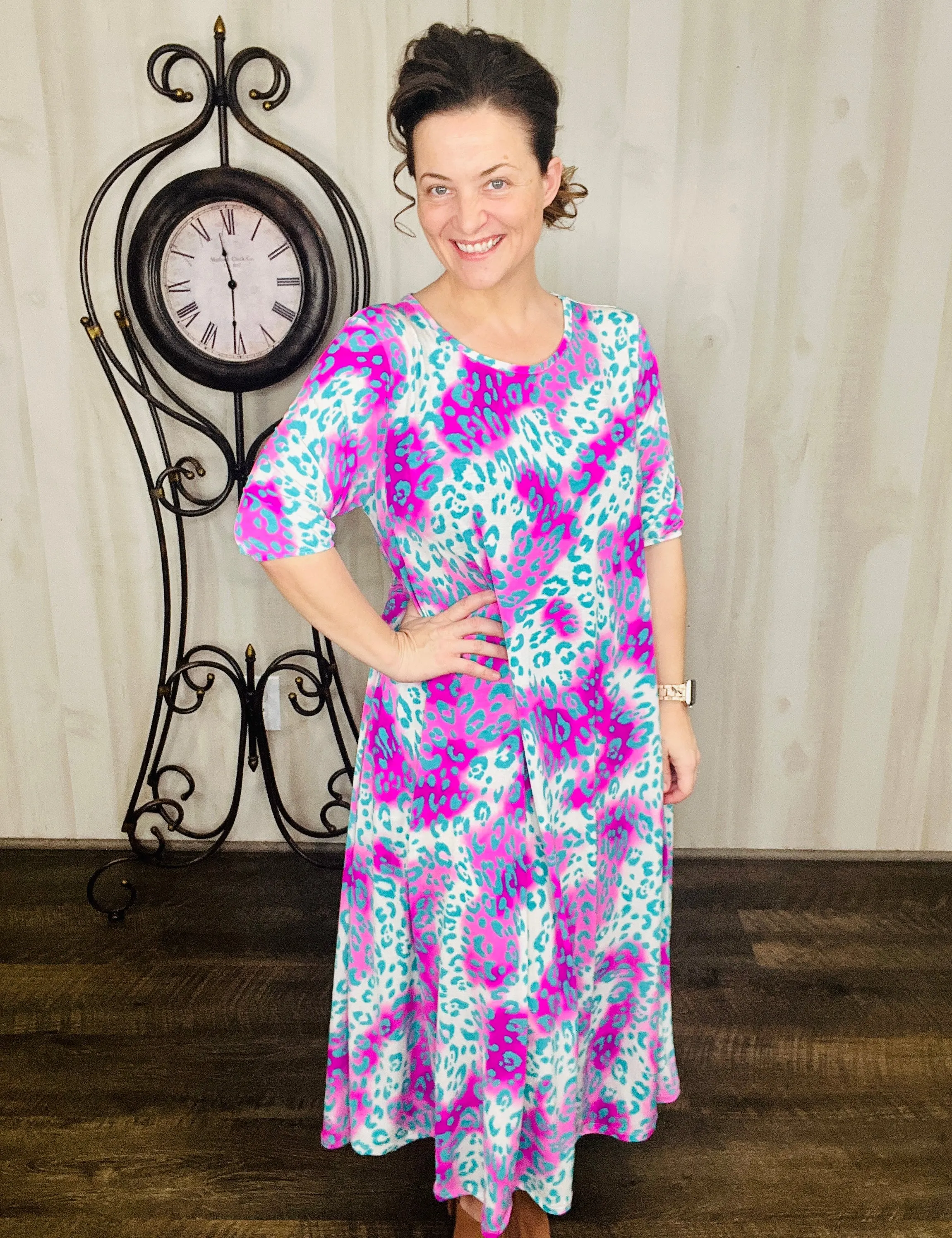 Larissa Summer Vibes Dress- Colorful Leopard