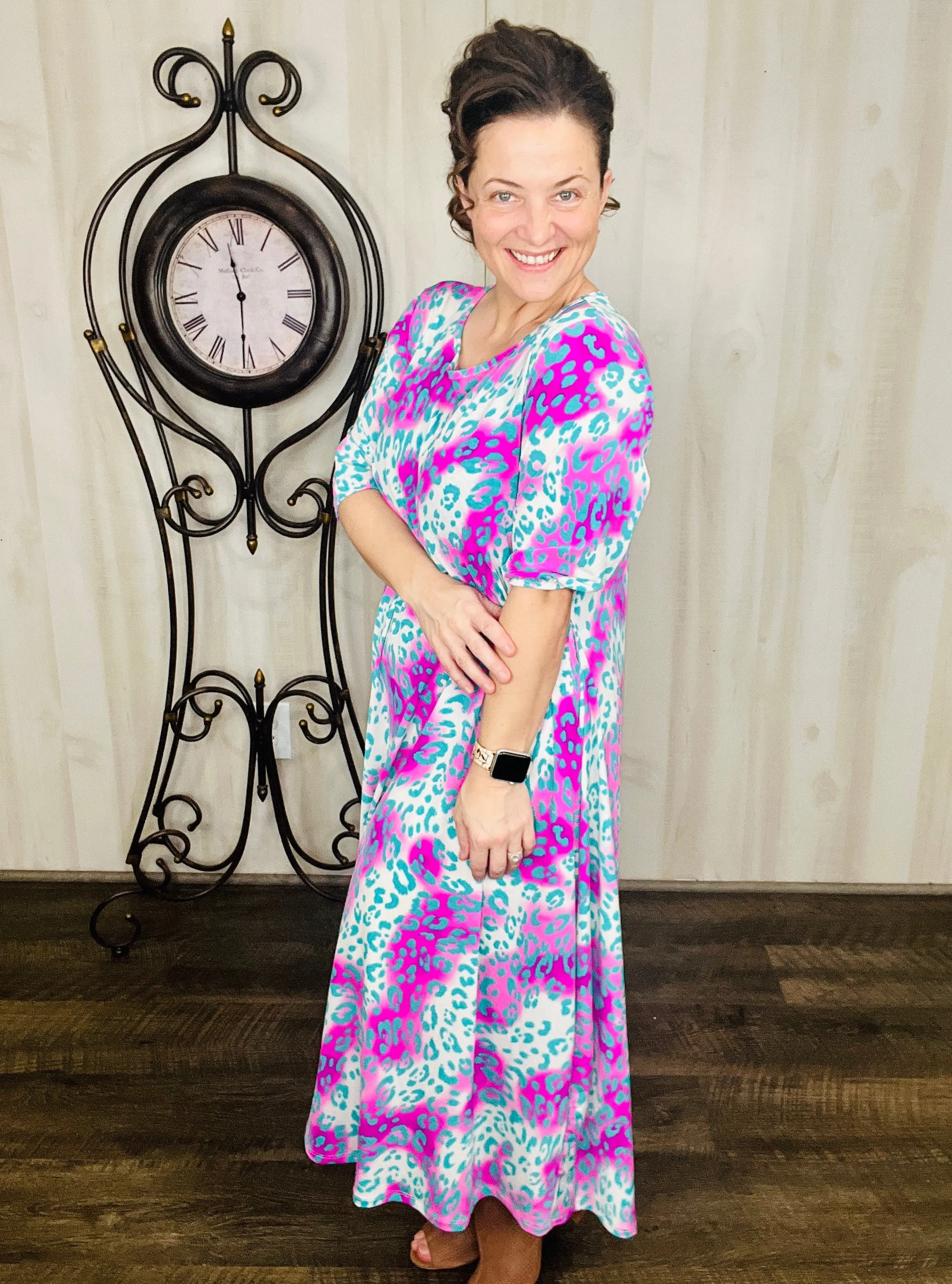 Larissa Summer Vibes Dress- Colorful Leopard
