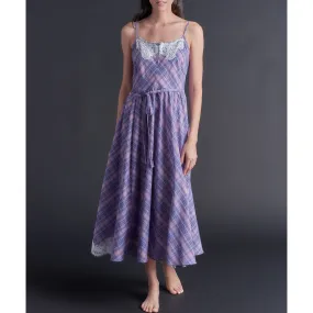 Lilia Slip Dress in Plaid Italian Cotton