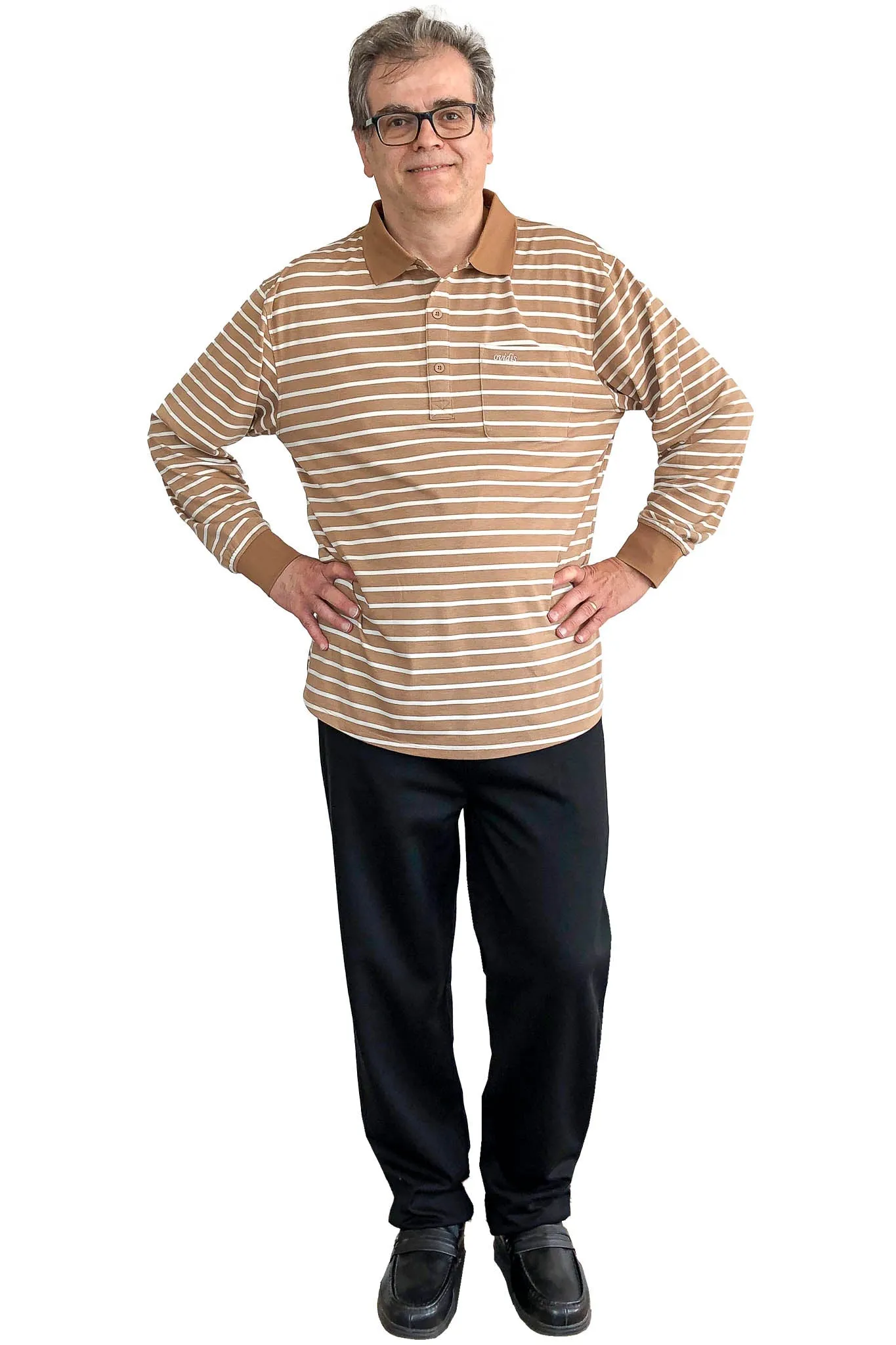Long-Sleeved Adaptive Polo Shirt for Men