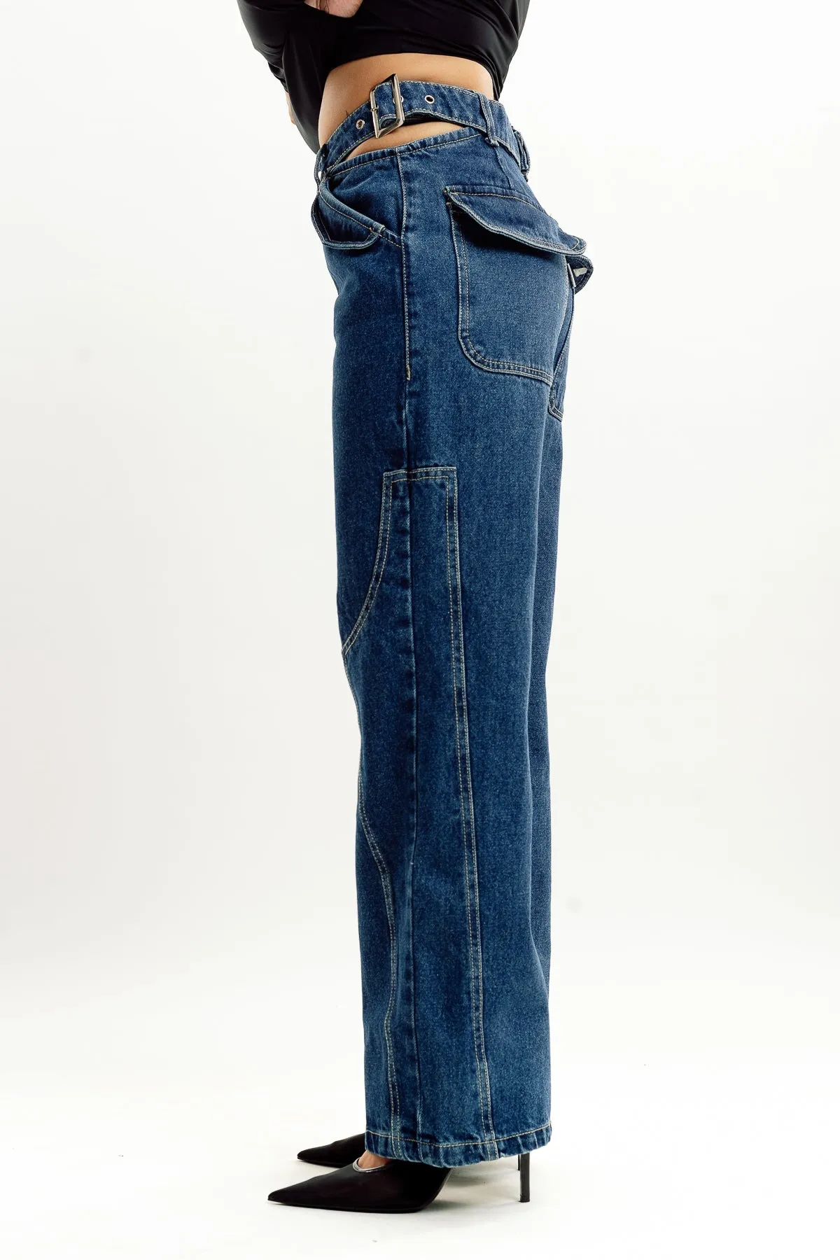 Low Waist Belted Jeans