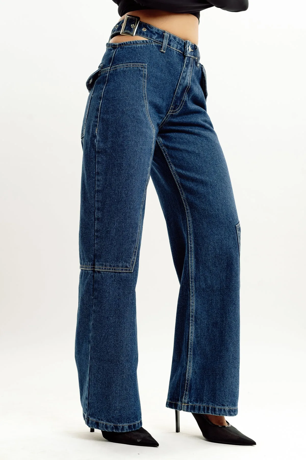 Low Waist Belted Jeans