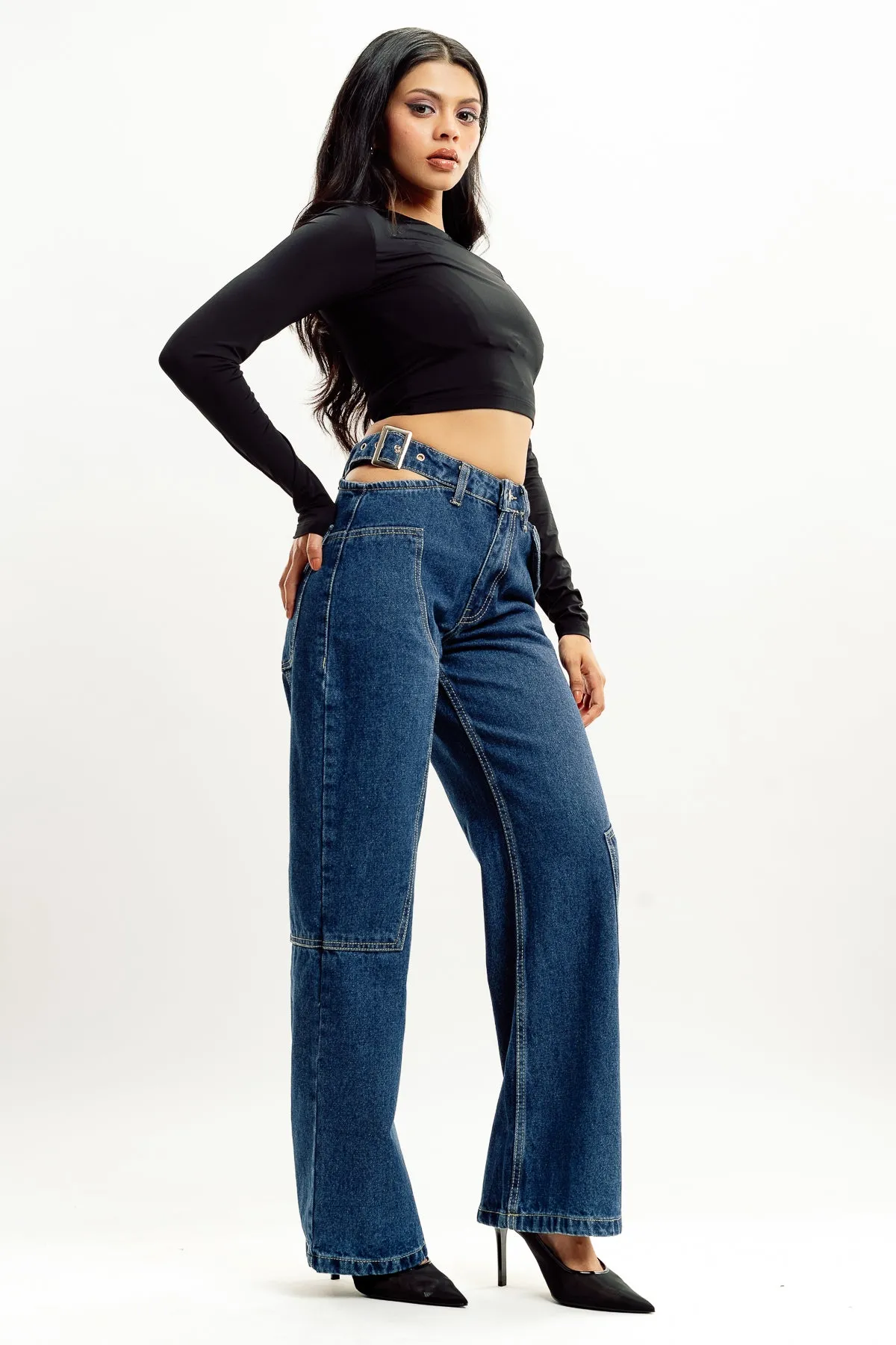 Low Waist Belted Jeans