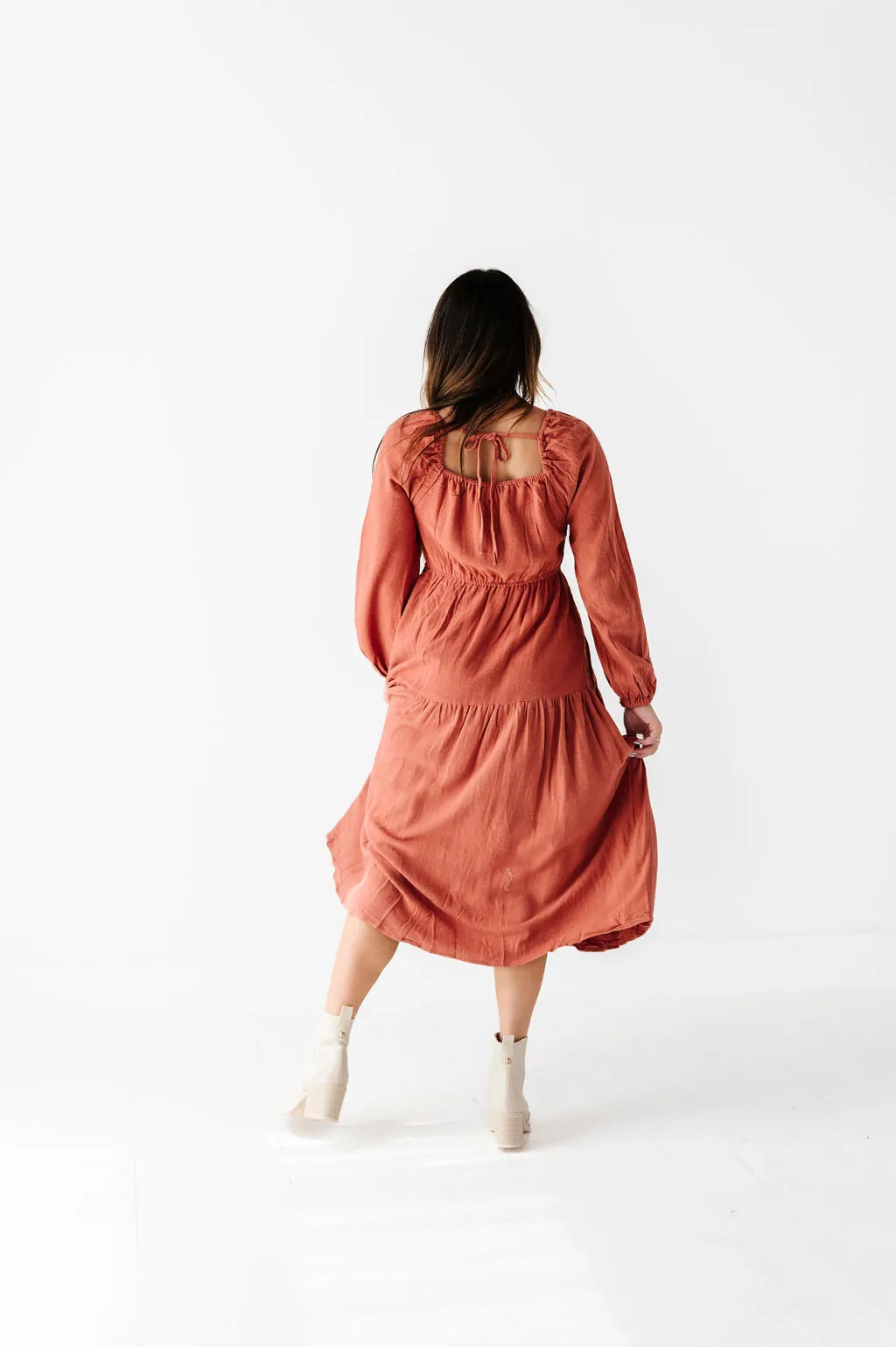 Maya Tiered Dress in Rust