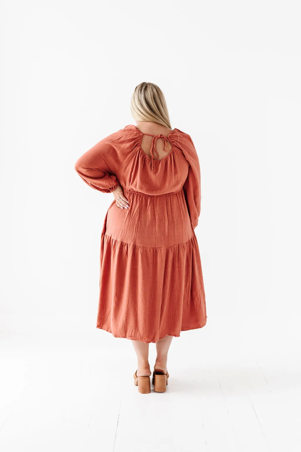 Maya Tiered Dress in Rust