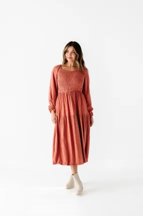 Maya Tiered Dress in Rust