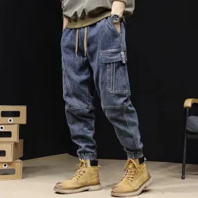 Men's Casual Comfort Relaxed Fit Denim Cargo Pants