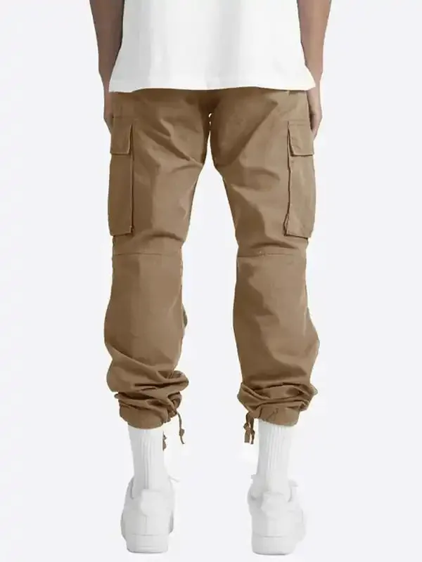 Men’s Solid Color Cargo Pocket Casual Trousers