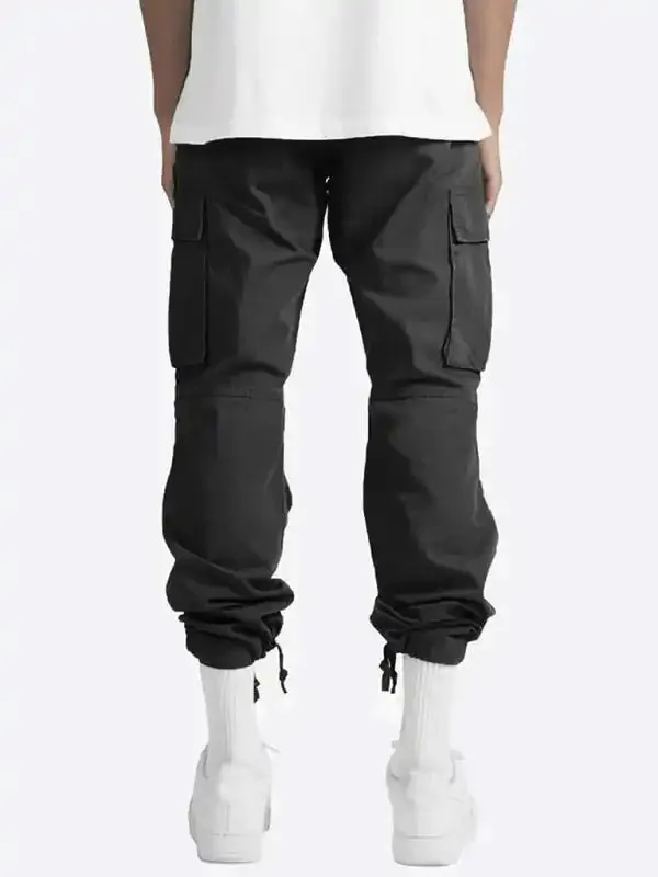 Men’s Solid Color Cargo Pocket Casual Trousers