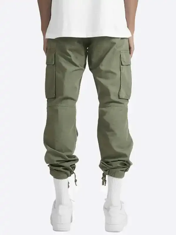 Men’s Solid Color Cargo Pocket Casual Trousers