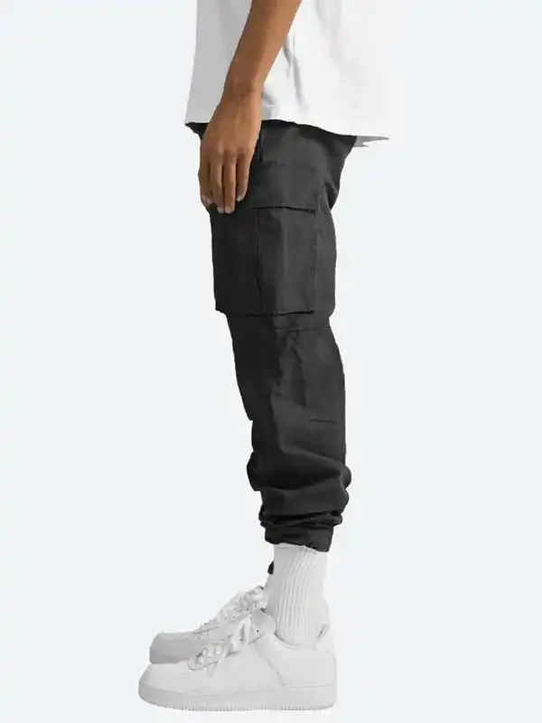 Men’s Solid Color Cargo Pocket Casual Trousers
