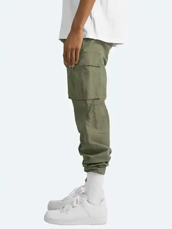 Men’s Solid Color Cargo Pocket Casual Trousers