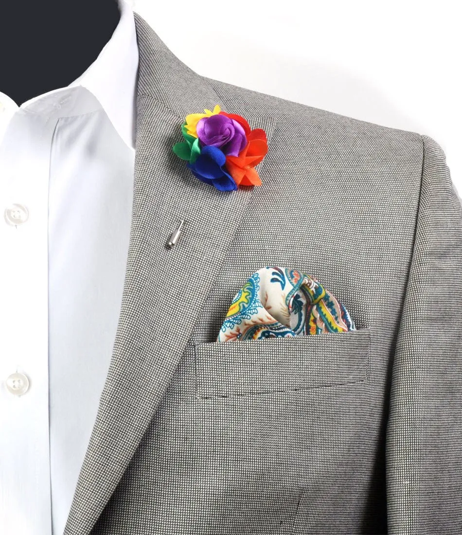 Multi-Color Petals Flower Lapel Pin - Big