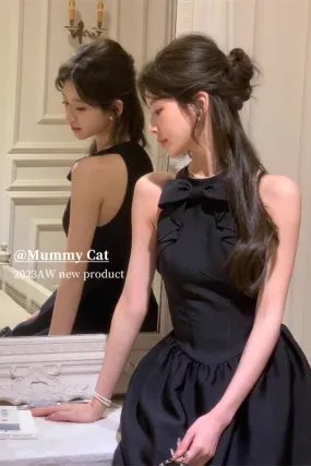 [Mummy Cat] Audrey Noir Elegance Midi Dress