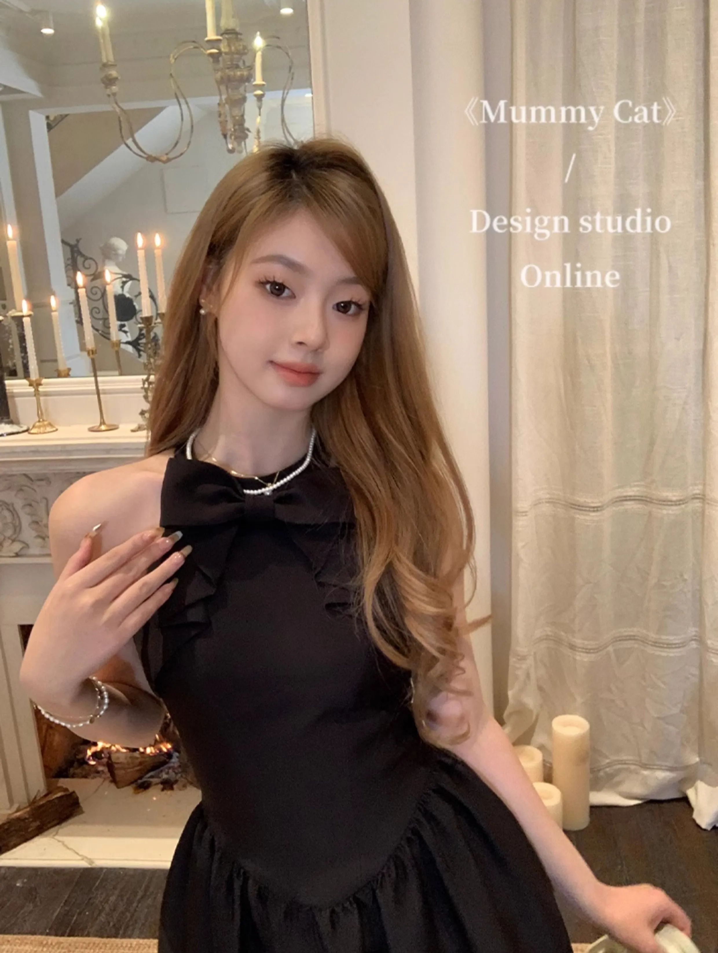 [Mummy Cat] Audrey Noir Elegance Midi Dress
