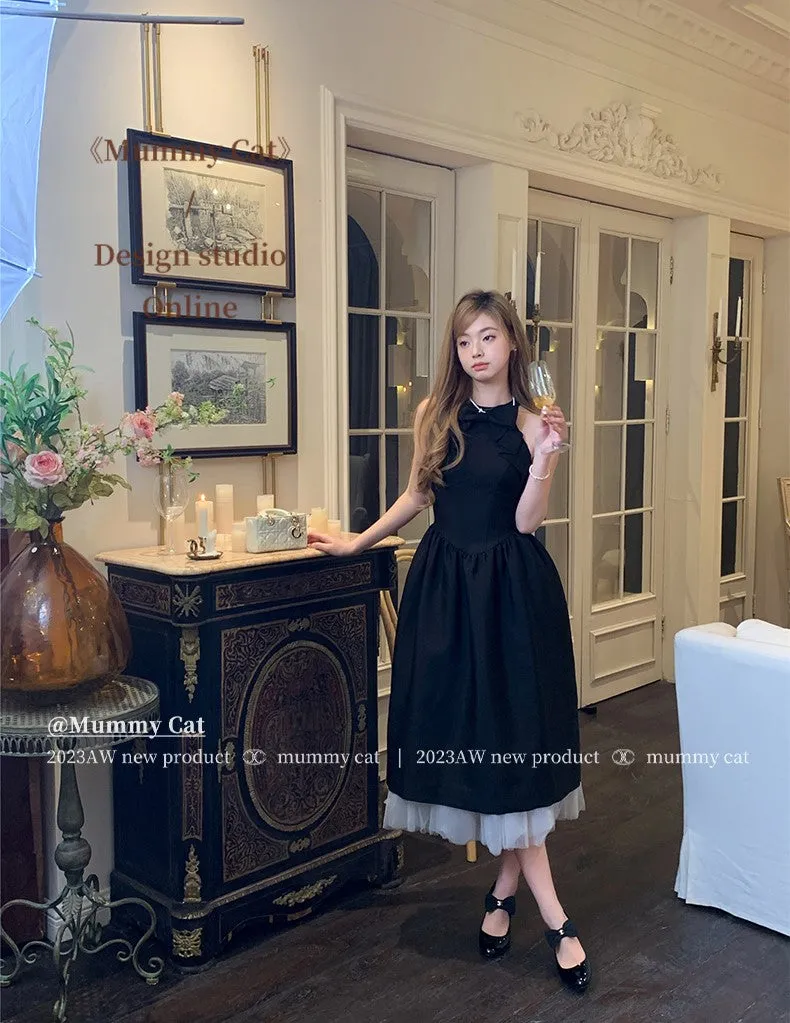 [Mummy Cat] Audrey Noir Elegance Midi Dress