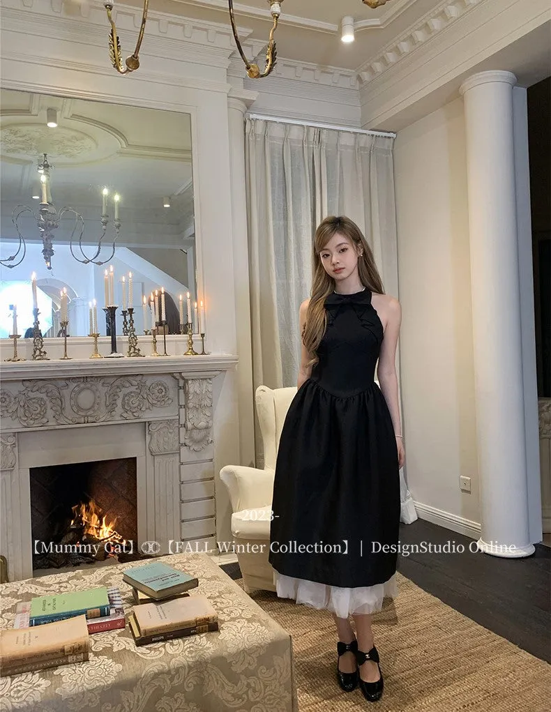 [Mummy Cat] Audrey Noir Elegance Midi Dress