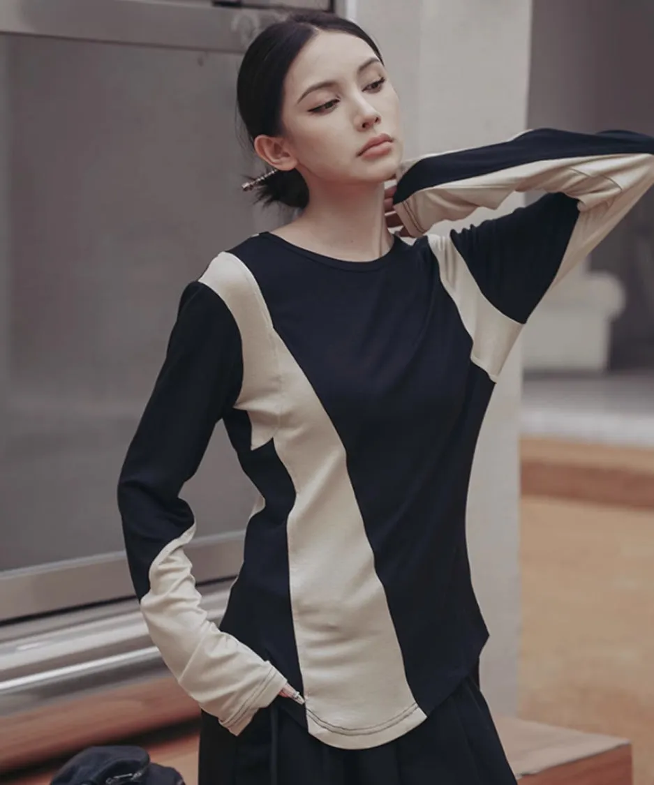 Neutral Color Blocking Top